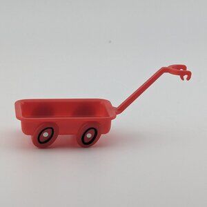 Vintage Wilton Red Plastic Mini Toy Wagon